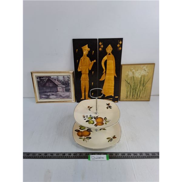 Assorted Wall Decor, Vintage Tiered Platter