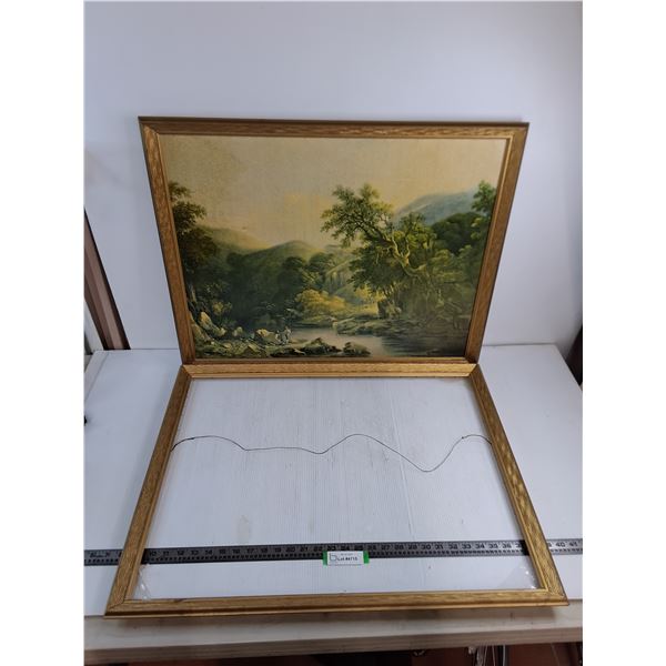 Wood Framed "Fishing Hole" Wall Decor - 30" x 24", Extra Frame - Cannot Ship