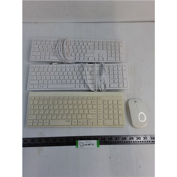 (3) Keyboards (2-HP & Topmato), Topmato Mouse - All Untested, As is
