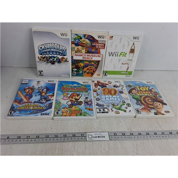 (7) Wii Games- Mario, Toy Story, Wii Fit, As Is