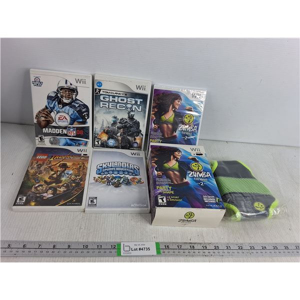 (5) Wii Games - Zumba Fitness Kit - Sealed, As Is