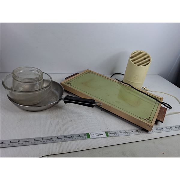 Philips Fan - Powers on, Vintage Cornwall Electric Warming Tray- Untested & Pan - PICK UP