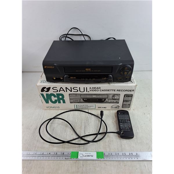 Sansui 4 Head Video Cassette Recorder - Powers On, As Is