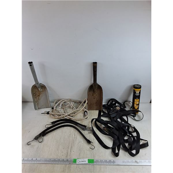 (2) Tow Ratchet Straps, (2) Shovel Heads, Moly Grease, Bungee Cords - PICK UP