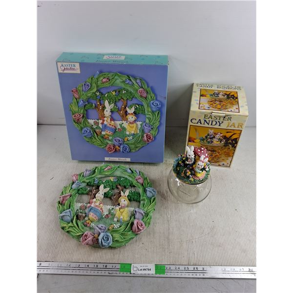 Easter Wreath & Easter Candy Jar