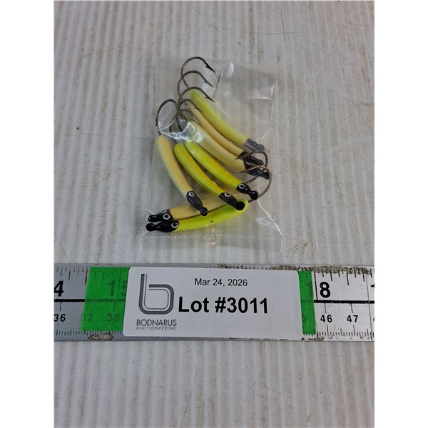 (8) Bright Yellow Fishing Lures-Glo in Dark-Handmade-Double Coated