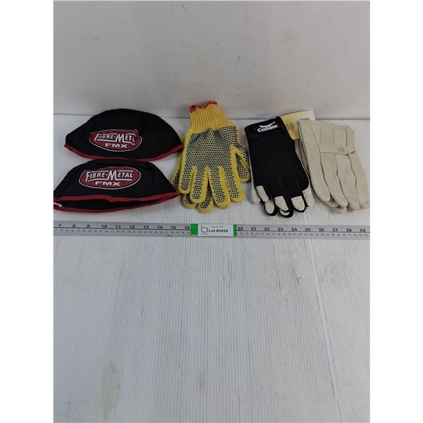 (3) Pairs of Assorted Gloves and (2) Welding Caps