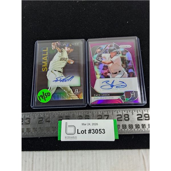 (2) MLB Auto-Graphed Collector Cards (E.Small & Z.Green) - Unauthenticated