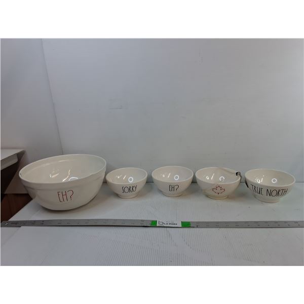 (5) Rae Dunn Melamine Canadian Style Bowls 10"