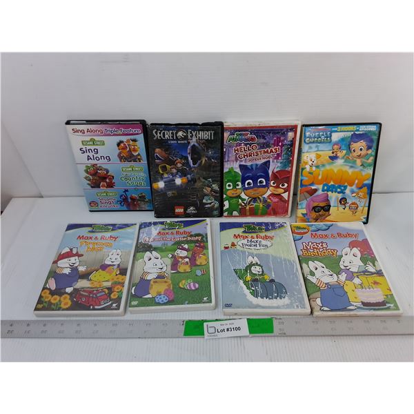 (8) Kids' DVDs/Sets- Bubble Guppies, Max & Ruby, Sesame Street, Misc.
