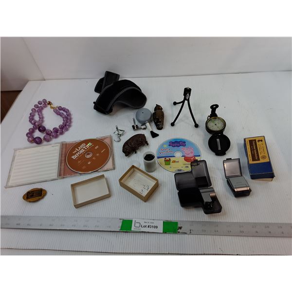 Land Before Time & Peppa Pig DVDs, Compass, Mini Optex Tripod 4", Misc.