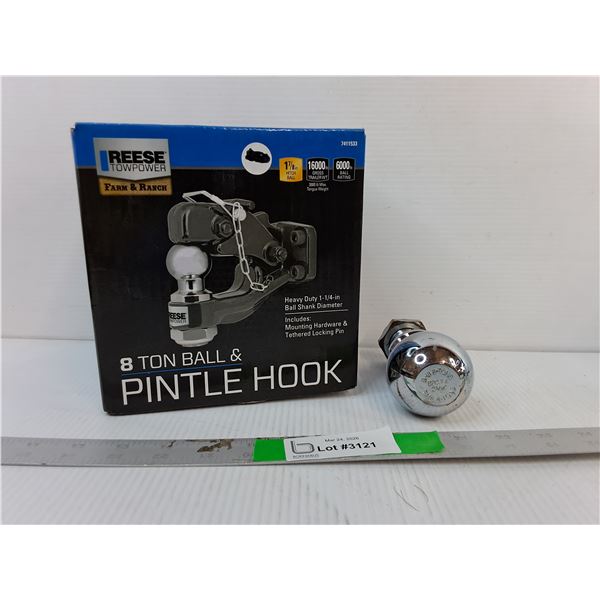 8 Ton 1 1/4" Ball & Pintle Hook & 2 5/16" Hitch Ball