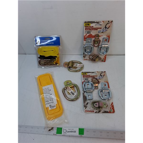 Anchor Ring Kits, 1" x 15 Ft. Ratchet Strap, Boat Buckle Boat Pads