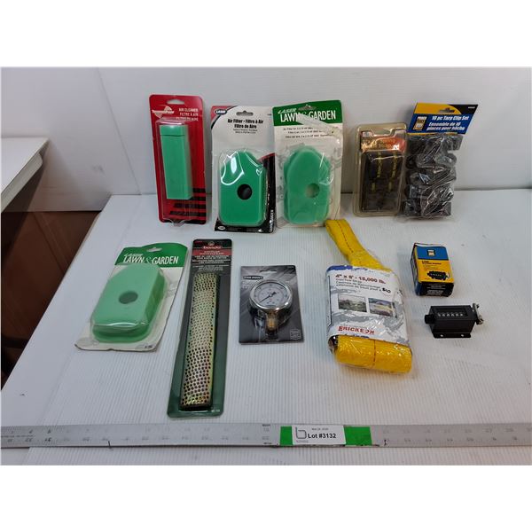 4" x 6" Tree/Tow Strap, Body Filler File Blade, 6 Digit Machine Counter- Sealed/Appear New