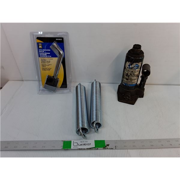 5/8" Bent Locking Hitch Pin, Extension Spring 10", Hydraulic Bottle Jack