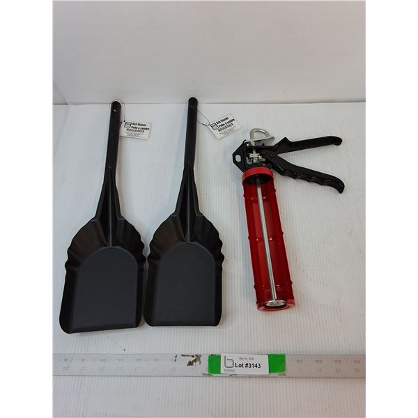 (2) Ash Shovels 17.75" & 9" Caulking Gun