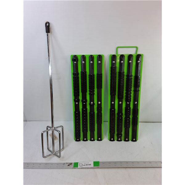 (2) Power Fist Socket Racks & Metal Mixer 23", Pickup Preferred