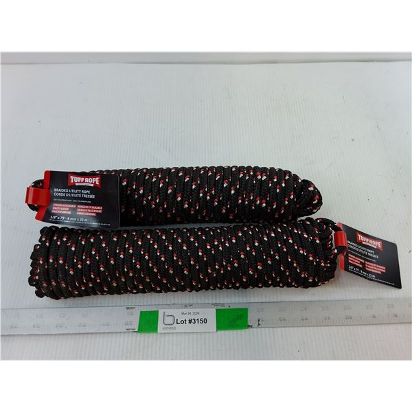 (2) 3/8" x 75 Ft. Braided Utility Ropes- New