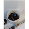 Image 4 : Assorted Tools - Hacksaw,  Hole Saw Blades,  Wire Connectors, Vintage Hand Drill - PICK UP