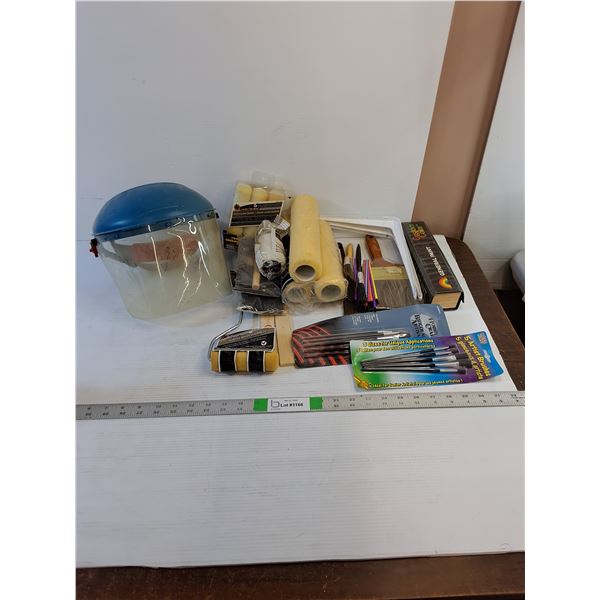 Assorted  - Painting- Brushes, Rollers, Swatches, Face Shield, Misc.