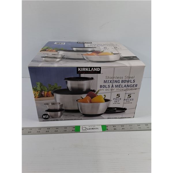 Mixing Bowl Set (5) Stainless Steel  - Kirkland  - New-In-Box