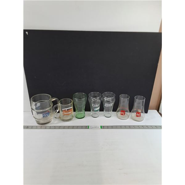 Vintage Glassware  - 7-Up Glasses, Hires Root Beer,  Misc.