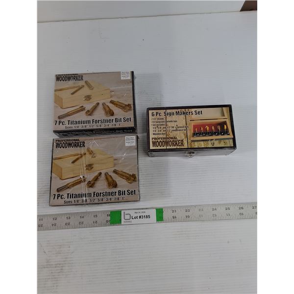 (3) Router Bits - New-In-Box - (2) Forstner (1) Sign Makers