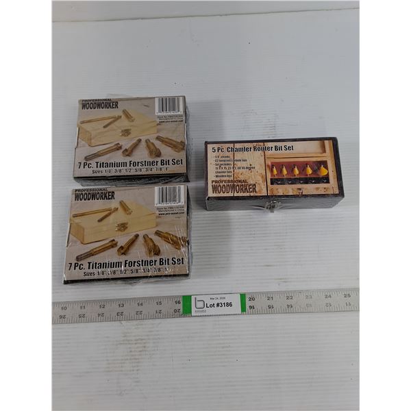 (3) Router Bits - New-In-Box (2) Forstner (1) Chamfer
