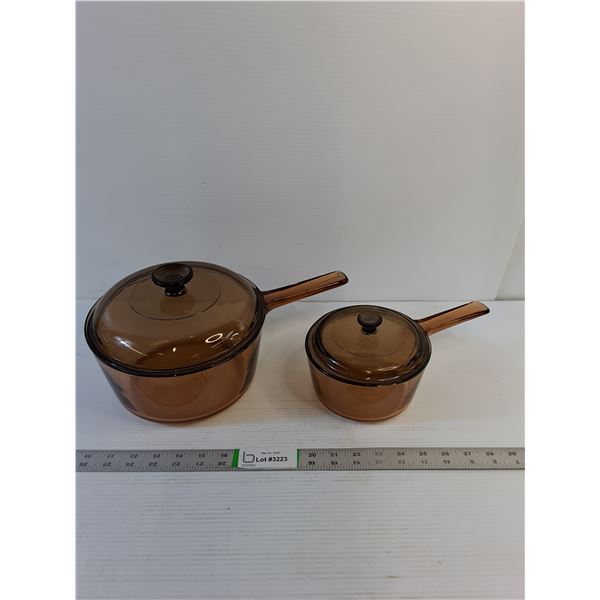 (2) Saucepan - Vintage Corning Vision - Amber