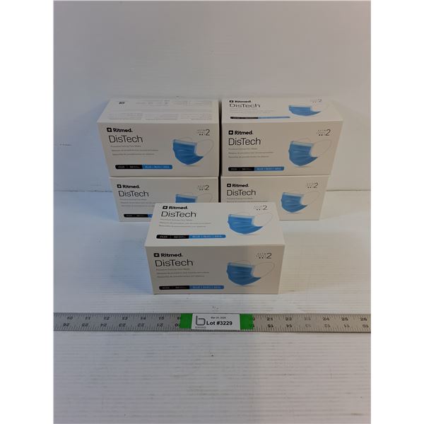 (5) Blue Face Masks  - Ritmed - 50/Box