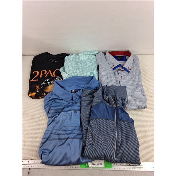 (5) Assorted Clothing  - Men's Golf Shirt,  2Pac, Misc.