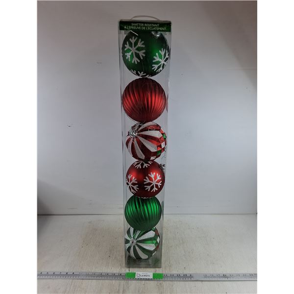 (6) Shatter Resistant Outdoor/Indoor Ornaments - PICK UP ONLY