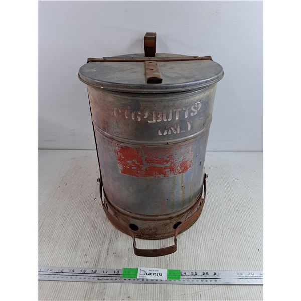 Vintage Metal Cigarette Butts Can 16" x 12"