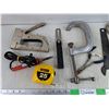 Image 2 : Strap Wrench, Stanley Measuring Tape, C Clamps, Soldering Gun, Utility Knife, Misc