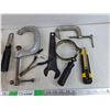 Image 3 : Strap Wrench, Stanley Measuring Tape, C Clamps, Soldering Gun, Utility Knife, Misc