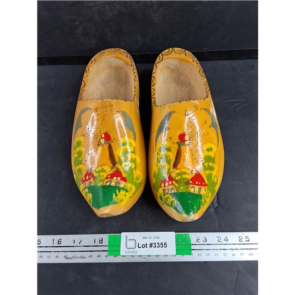 Carved Wood Hand Painted Shoes