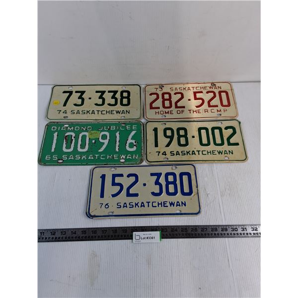 (5) Saskatchewan License Plates from 1965-1976
