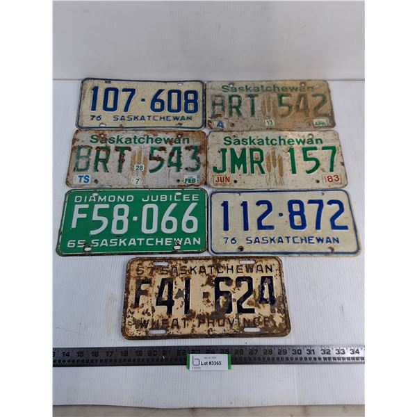 (7) Saskatchewan License Plates from 1957-Modern