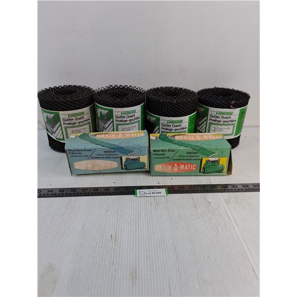 NOS (4) Mastercraft Gutter Guard Mesh Rolls, (2) Drain-O-Matics