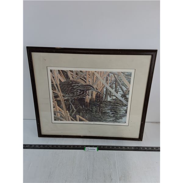 Wood Framed "Stroll at Dusk - Bittern" Print by Allan Hancock - 25" x 21" - PICK UP