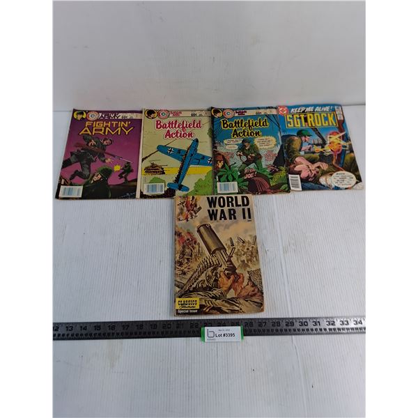 (5) Vintage War Themed Comic Books