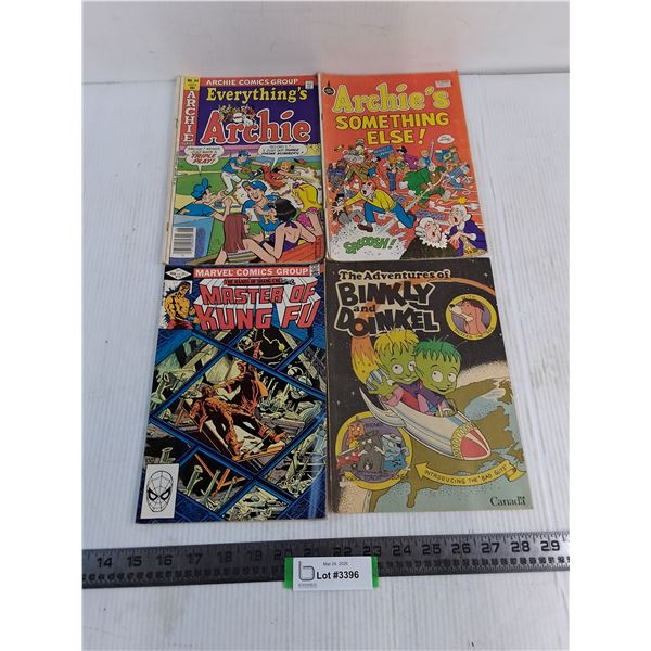 (4) Vintage Comic Books (Archie, Master of Kung Fu, Binkly & Doinkel)