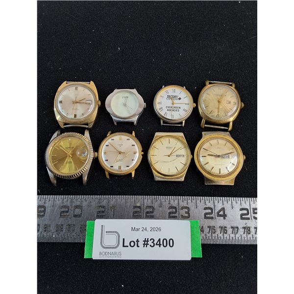 (8) Assorted Wrist Watches - No Straps (Timex, Seiko, Caravelle)