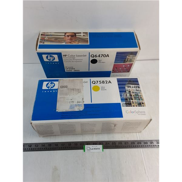(2) NIB HP Laserjet Print Cartridges (Q6470A Black & Q7582A Yellow) - Cannot Ship