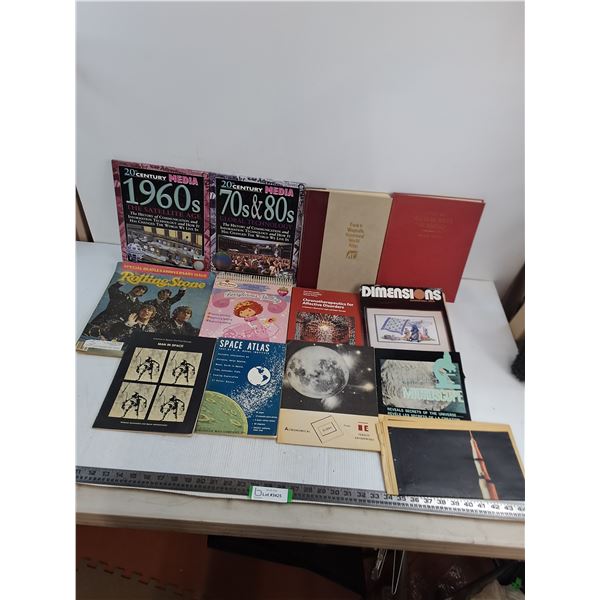 Assorted Vintage Books & Magazines (World Atlas, Rolling Stone, Strawberry Shortcake)