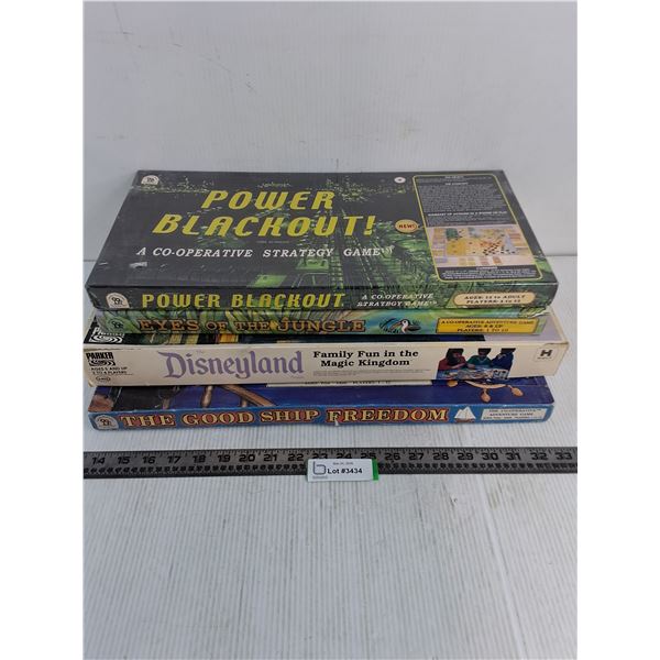 (4) Board Games (Power Blackout, Eyes of the Jungle, Disneyland, Good Ship Freedom)