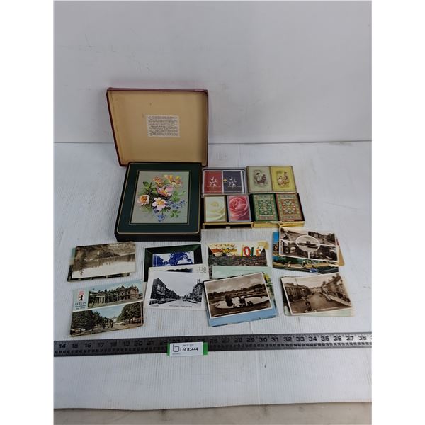 Vintage Matador Melamine Mats, (4) 2-Packs of Playing Cards, Vintage Post Cards