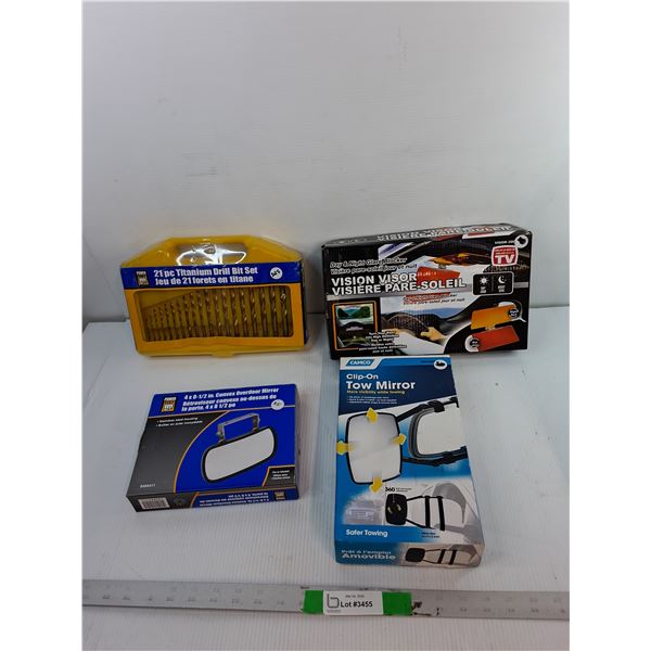 Titanium Drill Bit Set, Overdoor & Tow Mirrors, Vision Visor- Appear New