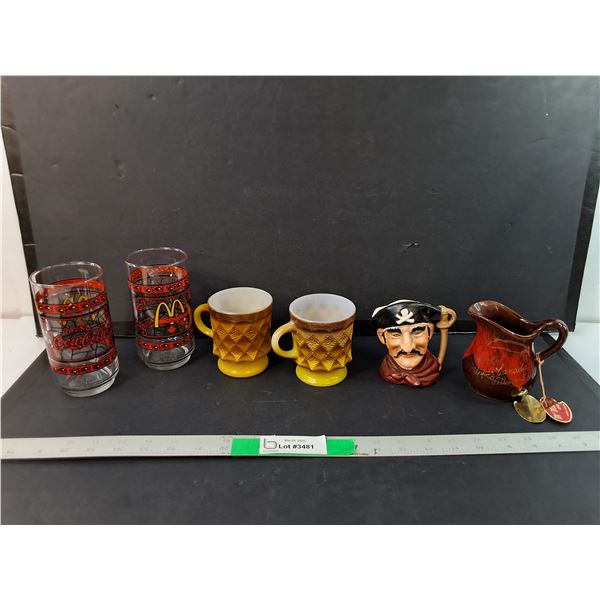 McDonald's/Coca-Cola Glasses, Pirate/Ceramic Creamers, Fire King Mugs