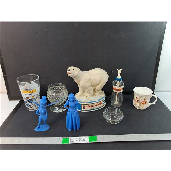 Kokanee Glass, Polar Bear Decanter, Vintage Windex Bottle, Misc.
